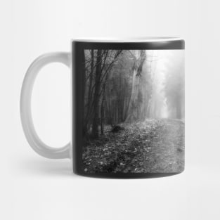 Walk through the woods on a foggy morning Mug